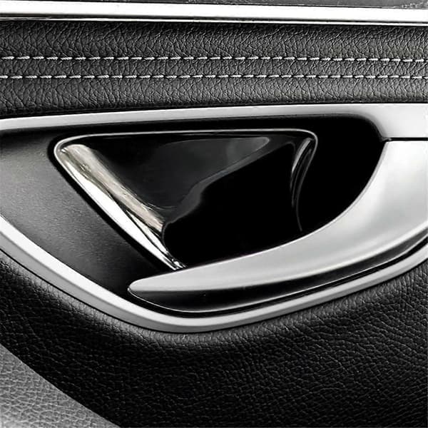 1Set/4pcs Inner Door Handle Bowl Trim Sticker for C/E/GLC-Class 2015-2023 Door Bowl A Silver Silver