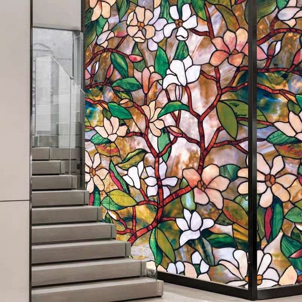 PVC Magnolia Statisk Glassdekor (45*200cm), Limfri Vindufilm
