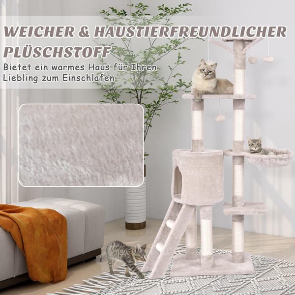 Raapimispuu 140 cm tasoilla, sisal-tolpilla, beige