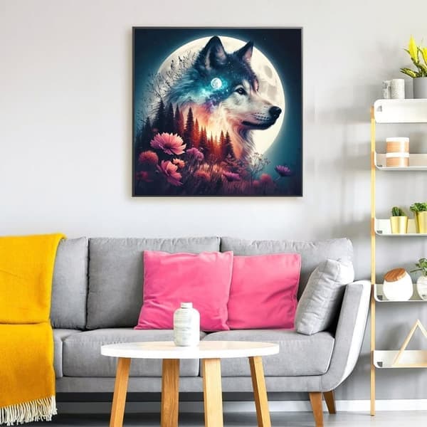 Susi timanttimaalaus Kuu - 5D luonnonkaunis susimuotokuva DIY-setti 30x30 cm seinätaide