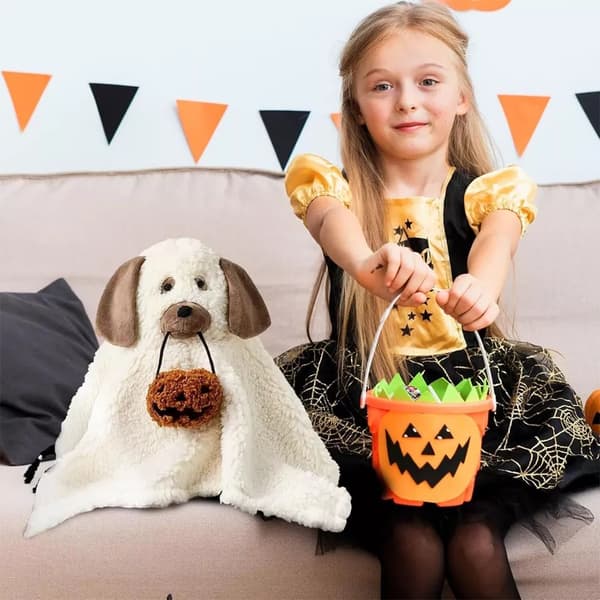 Græskarspøgelse Plyslegetøj til hund, blød tøjdyrspude til Halloween-dekoration-FX-