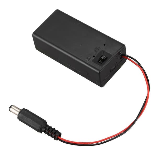 2 stk 2,1 X 5,5 mm hanstik etui boksholder med låg til 9V batteri