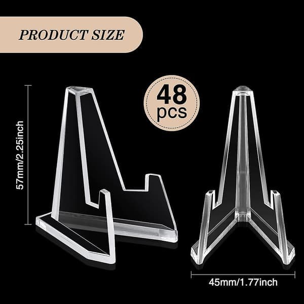 48 stk Mini Klart Akryl Staffeli Displaystativ Sportkortstativ 5,7 cm Myntdisplay Staffeli