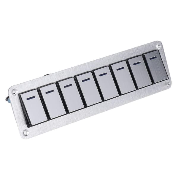 Vippekontaktpanel 8-vejs 3-benet LED Enkelt Blåt Lys Indikerende Vippekontakt Tænd/Sluk Kontaktpanel 12-24V