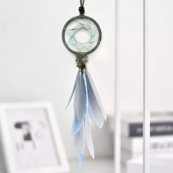 Dream Catcher Handmade Car Interior Rear Hanging Charm Car Hanging Decoration 2.8\" Diameter (Grey)