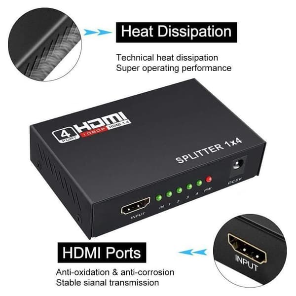 HDMI Splitter - Uspecificeret - 1x4 - 4 Porte - 1080p Fuld HD - 3D-kompatibel