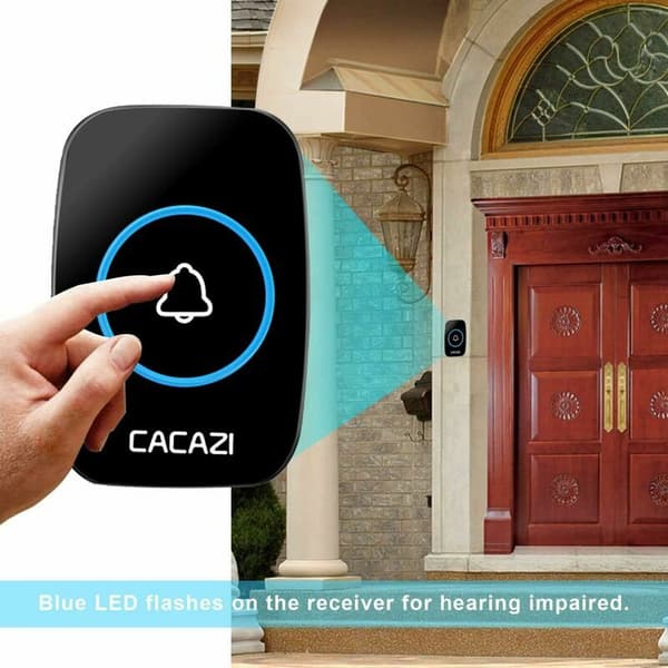Wireless Doorbell, 300 Meter Waterproof Electronic Doorbell, Chime Kit with 1 Plug-in Receiver, Wireless Chime Kit with LED Flash