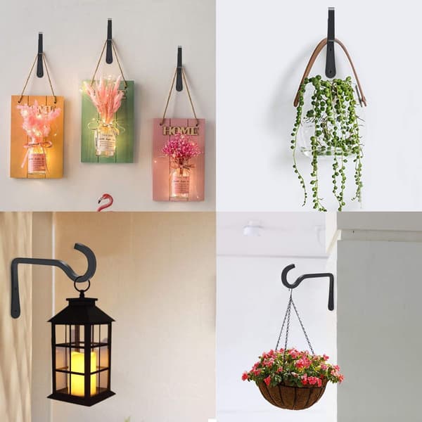 Sort metalvægkrog - 15x10 cm til hængende kurve og planter[JUN]
