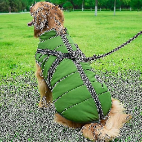 Reflective Dog Coat with Harness, Windproof & Waterproof Design, Adjustable Shoulder Straps & D-Ring, Alloy Fabric & Zipper, Ideal f...