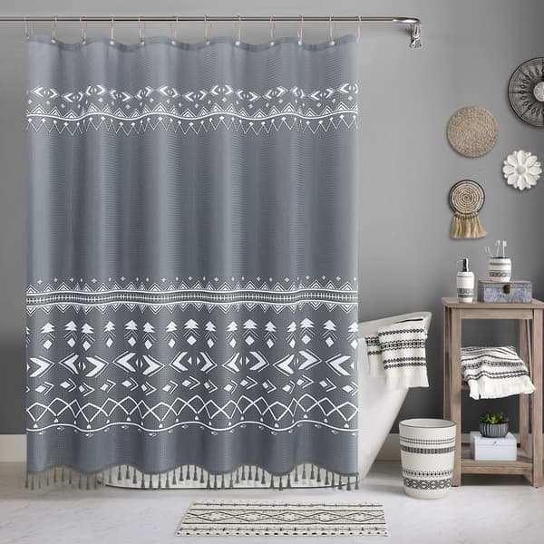 Badeforhæng 180 x 180 cm Boheme grå badeforhæng Vandtæt
