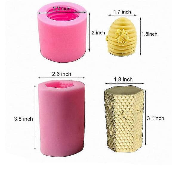 2-pack 3D-bi-ljusformar bikupa silikonform för ljustillverkningstillbehör (a-5-f6)