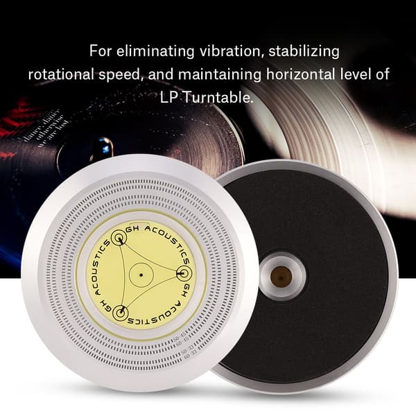 Silver LP Vinyl Disc Record Stabilizer Clamp with Bubble Level and Speed Detection (50/60Hz)