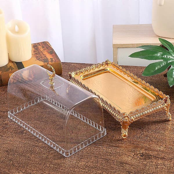 Serving Tray Cake Stand with Lid Rectangular Candy Display Muslim Tray Butter Dish Serving Tray for Chocolate Pastries Fruit Cakes