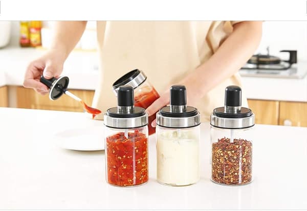 (Maustepurkkisetti 3 kpl) Kitchen Gourmet Box Akryylirunko lusikoilla