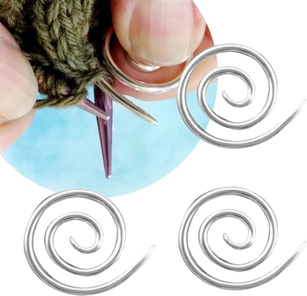 3 stk spiralstrikkepinner, buede vevnåler, spiral
