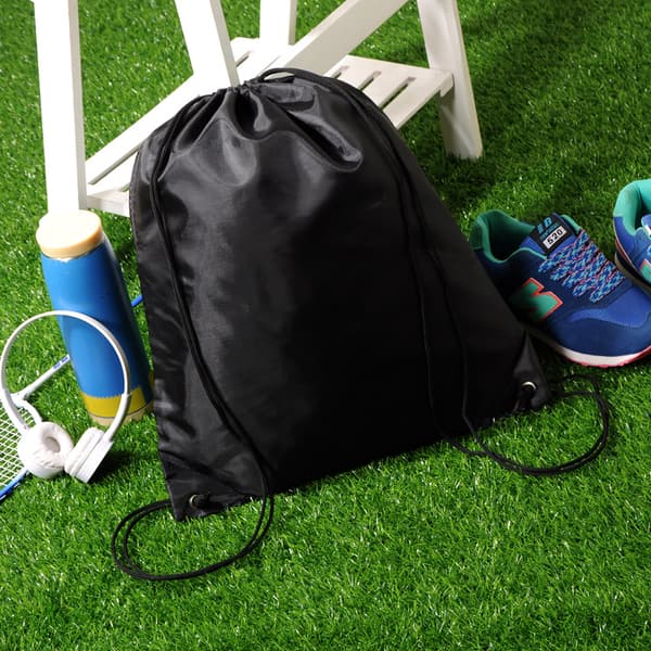 Sports Drawstring Backpack Organizer Waterproof Black