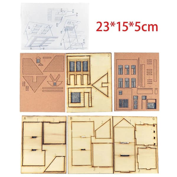 Trämodellbyggsatser Hus Omålat för Sandbordsdekor Miniatyrscenlayout