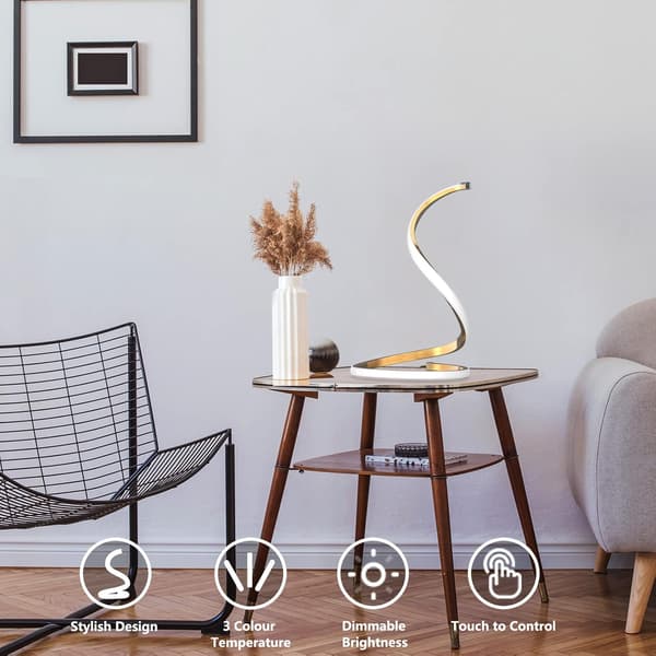 Moderne spiralbordlampe (sølv), trinløst justerbar sengelampe
