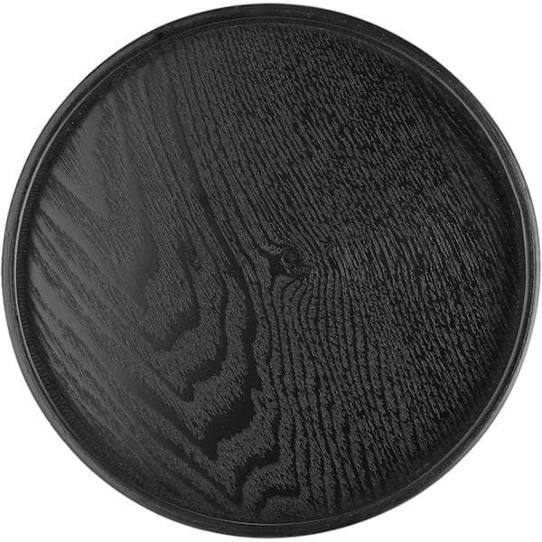 Rund bakke Dekorativ bakke Sort træ Rund form Massivt træ Te Kaffe Snacks Madserveringsbakke Restaurantbakker 30cm (30cm)