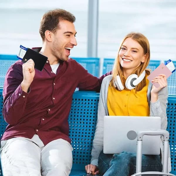Pascover, PU Læder Pascover Rejsepung Organizer til Kreditkort, Penge, Boarding, Pas (Sort)