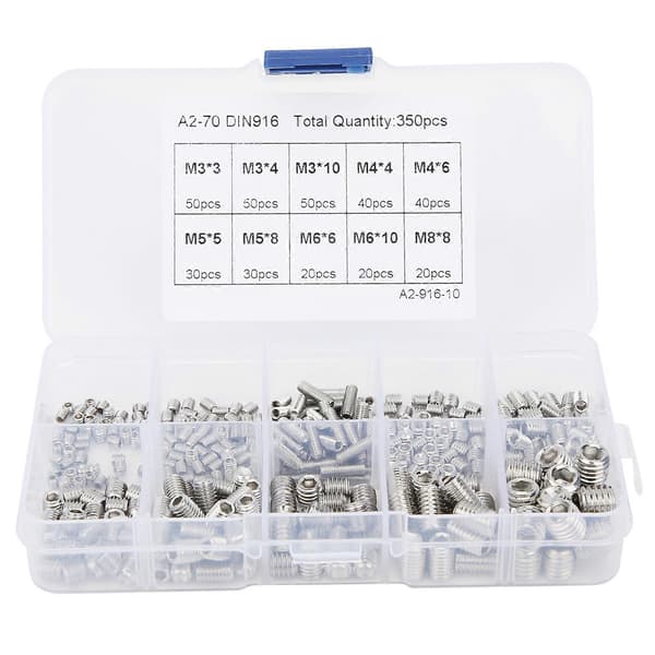 350 pcs Concave End Set Screws 304 Stainless Steel Hardware Accessories M3-M8