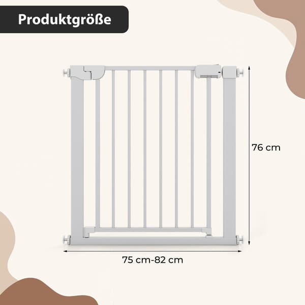 Justerbar babygrind, uten boring, 75-82 cm, automatisk lukking