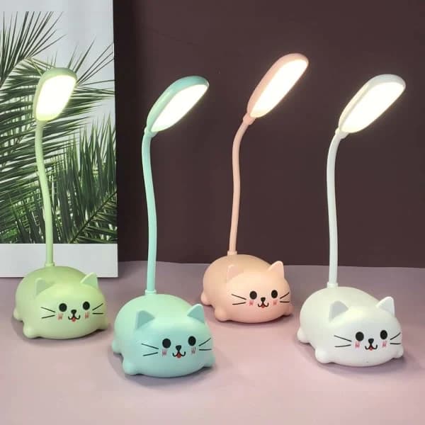 LED bordlampe tegneserie sød kat natlampe blå