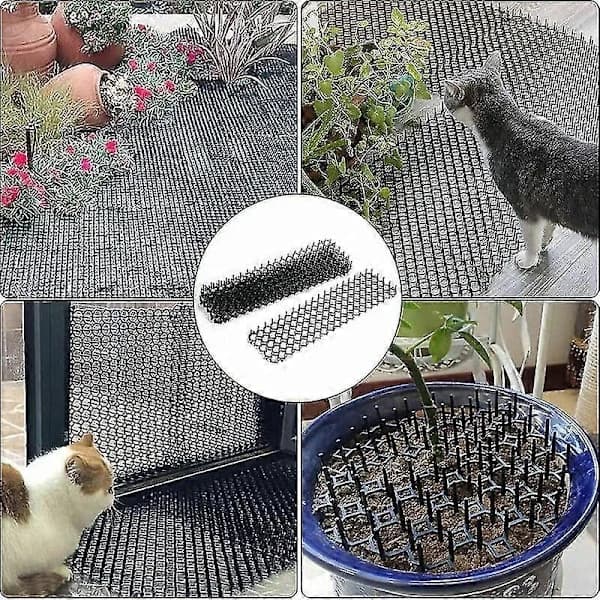 6-pakning katteskremmer med pigger, 48,5 x 13,5 cm utendørs katteskremmermatte, kattematte med pigger, piggmatte for hunder til hagegjerder