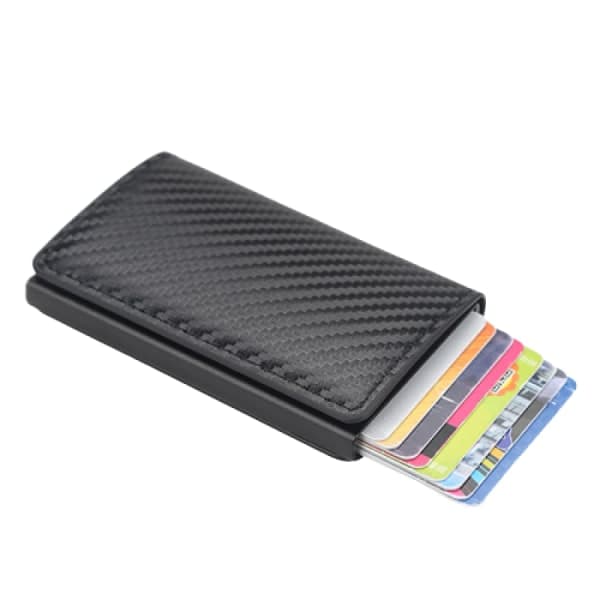 Karbonfiber kortholder med RFID- og NFC-beskyttelse for 6 kort, svart