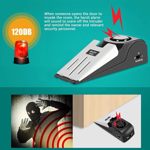 Upgraded Portable Door Lock and Door Stop Alarm, Double Protection Security Kit