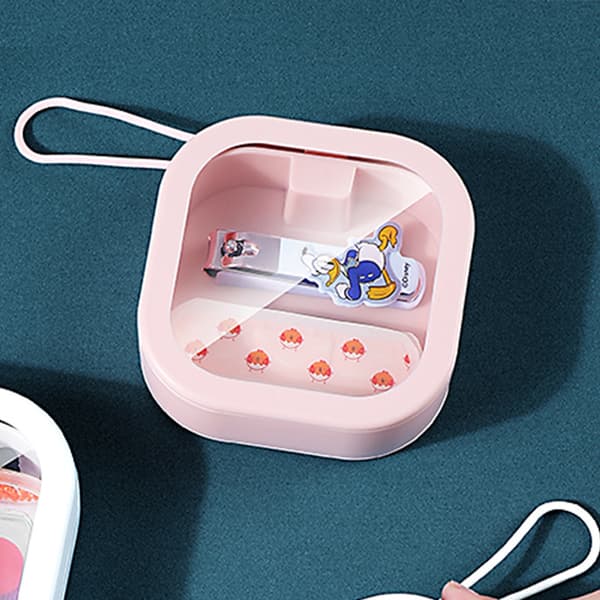 2 st Mini Klar Bärbar Spänne Förvaringslåda Fyrkantig Rosa