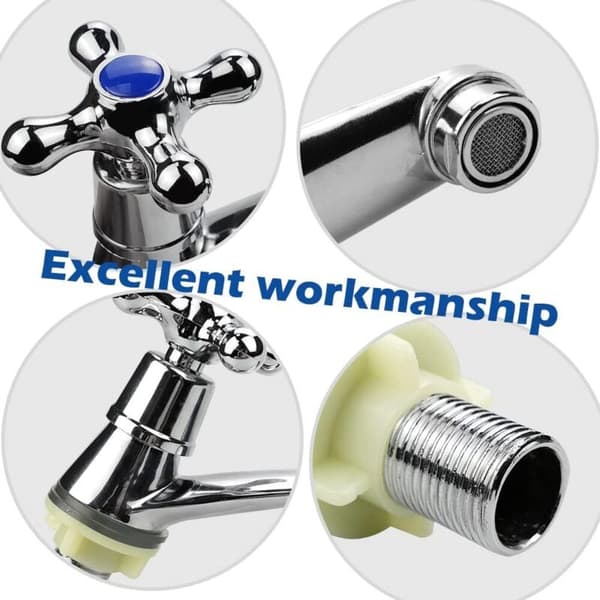 Cold Water Faucet for Bathroom, Modern Basin Mixer, Cross Handle Design for Bathroom and Kitchen Sinks, G1/2