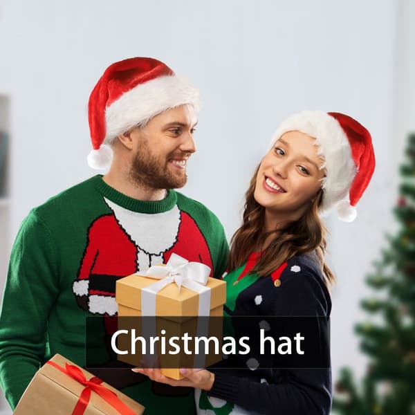 Julehat, Unisex Lysende Julemandshatte, Plys Julehat (grøn - Farvelys)