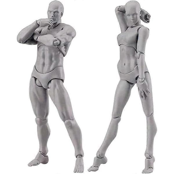 Kunstnermodell Leddede Tegnefigurer Mann+Kvinne Sett (Grå) kunstnermateriell