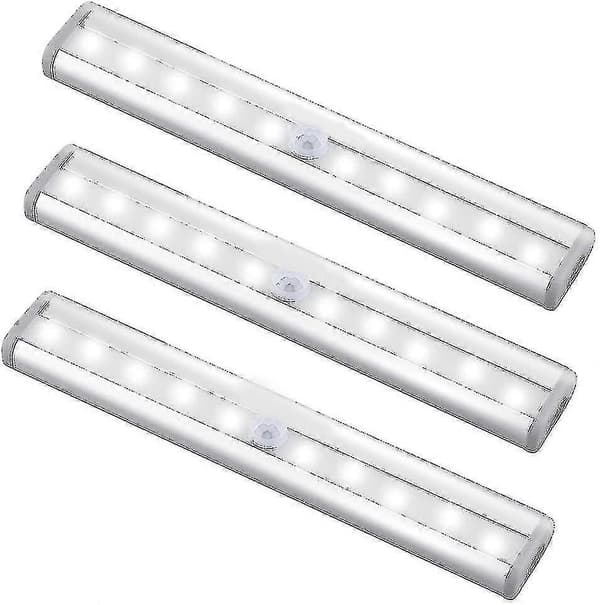 3-pak Opgraderet USB-genopladelig 10 LED Magnetisk Bevægelsessensorlampe