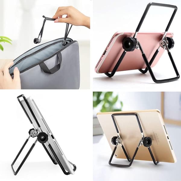 Adjustable Tablet Stand, Non-Slip Foldable Stand for Tablets, iPads, Samsung Screens, Photo Frames and Photos (Large and Small Black)