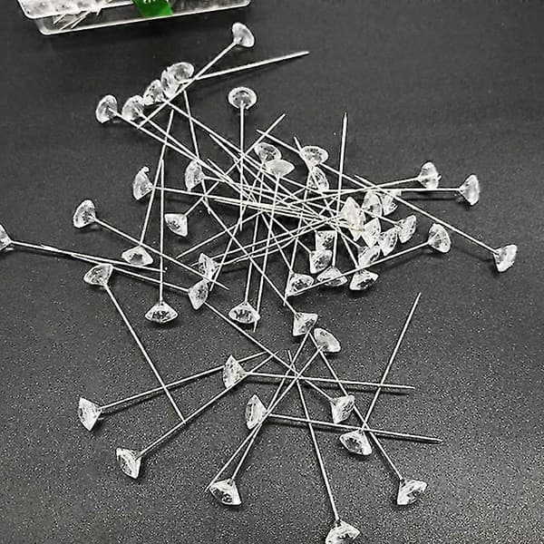 50/100 Pieces Diamond Head Pin Transparent Map Pin for Cork Board Sewing Pins for Fabric Clothes DIY Sewing Craft