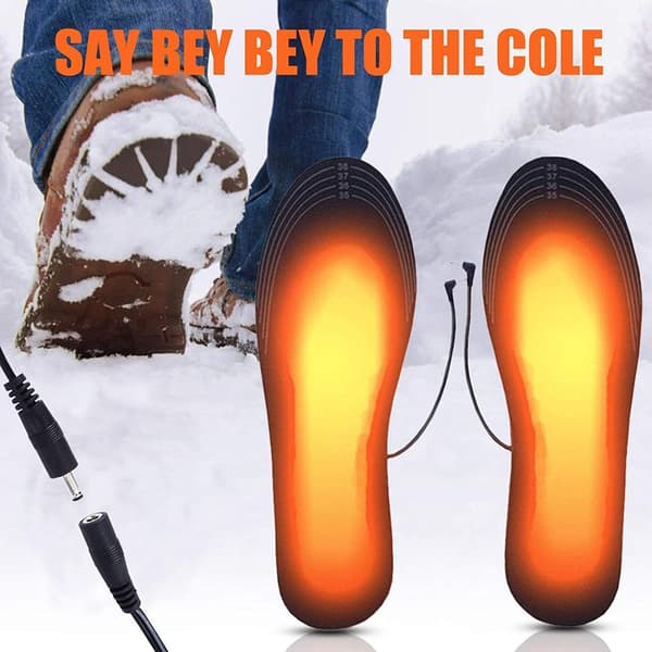 Size 35-40, Black, One Size Heated Insole Foot Warmer USB Electric