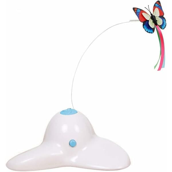 Interactive Indoor Cat Toy with 360° Rotating Butterfly (White)
