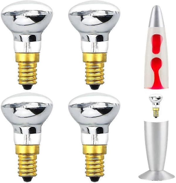Pakke med 4 Lavalampepærer 25W E14 R39 Varmhvit Reflektorlampe av