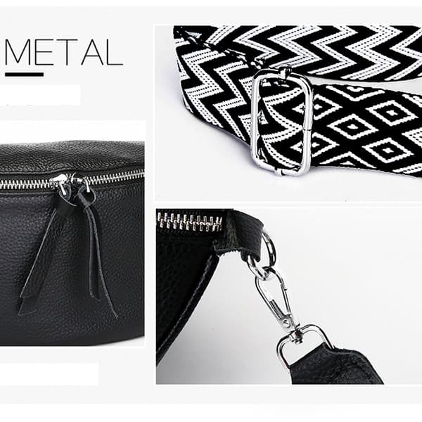 Sort Crossbody Taske Dame Læder Bred