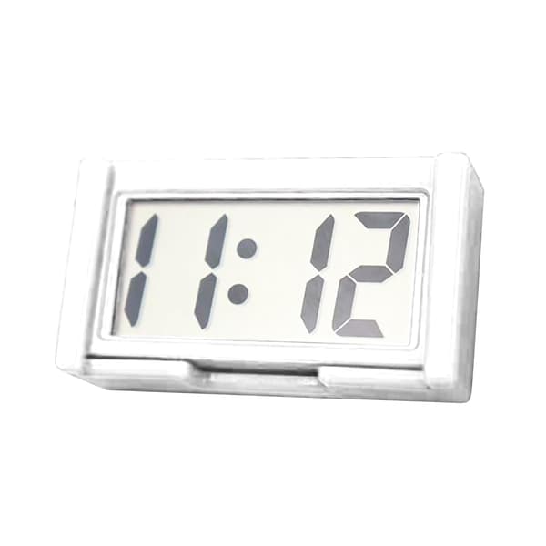 Small Digital Clock Battery Operated - Large Screen Car Clock Dashboard - Stick-on Clock, Portable Car Accessories for Car White White