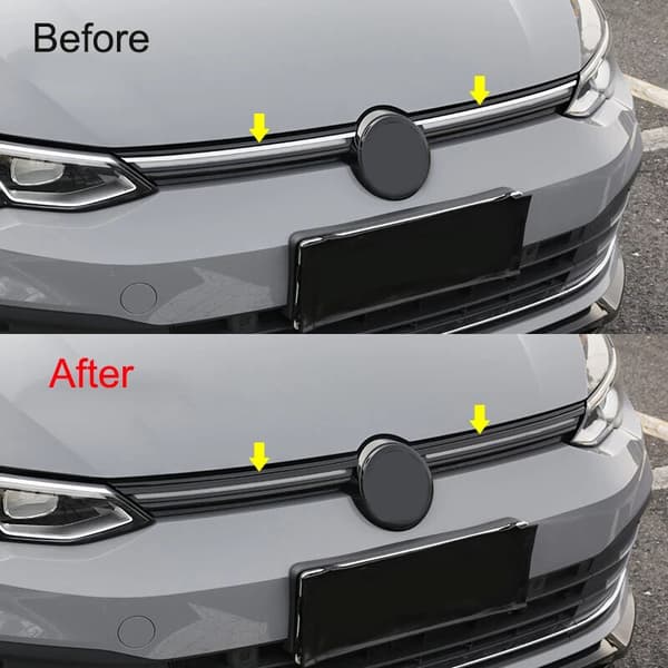 For Golf 8 MK8 2020 2021 Blank Svart Bil Støtfanger Grill Dekorasjonslist Beskyttelse
