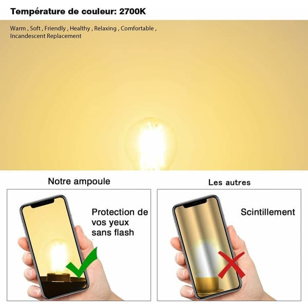 4W LED Bayonet G45 B22 Bulb, 2700K Warm White, 470Lm, Vintage Bulb, Non-Dimmable, 6-Pack [Energy Class E]