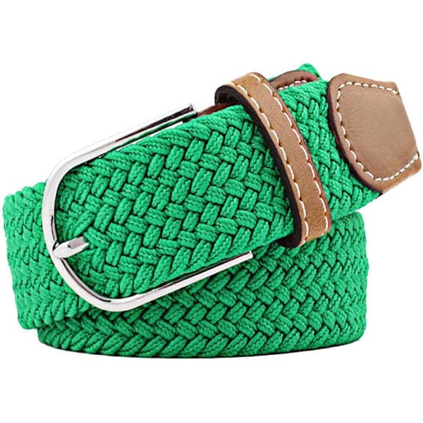 Flerfarget elastisk vevd belte, avslappet flettet stretchbelte, lysegrønn Light Green