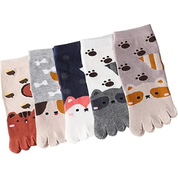 Toe socks for children cartoon animal pattern five fingers socks