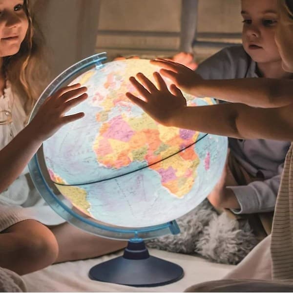 Roterende Verdensglobus LED-Lampe Opplyst Globus med USB Studier Lek Læring (FMY)
