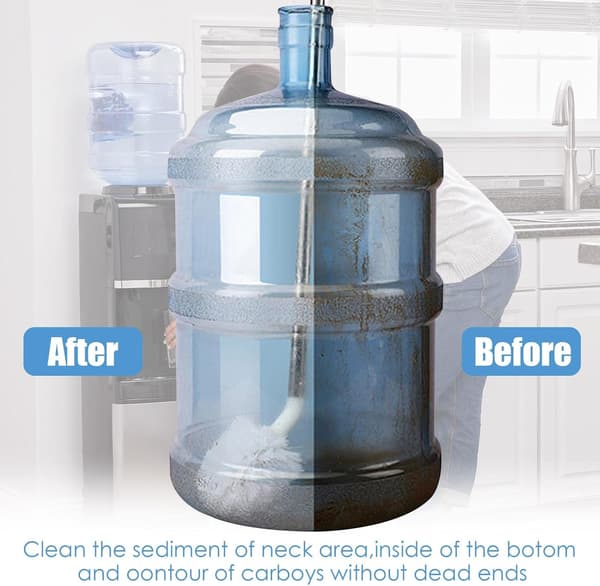 Långskaftad flaskborste med halkfritt grepp för glasdamejeanner