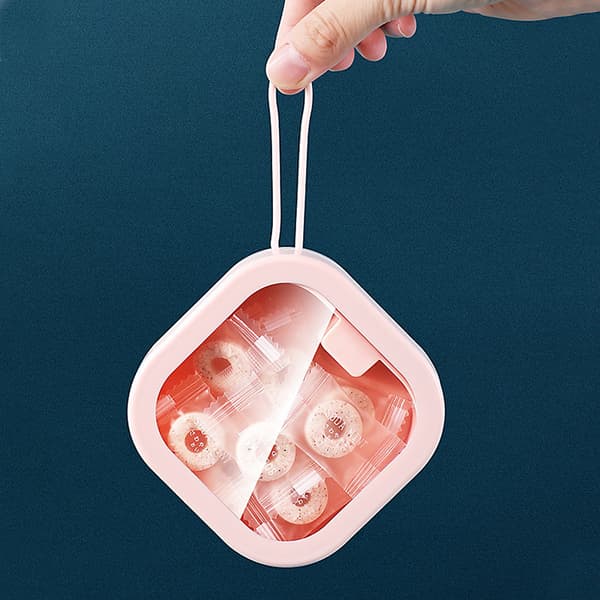 2 st Mini Klar Bärbar Spänne Förvaringslåda Fyrkantig Rosa
