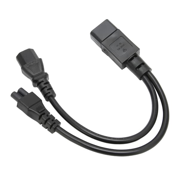 Strømfordelerkabel: IEC 320 C14 hann til C13 og C5 hunadapter - 10A 250V